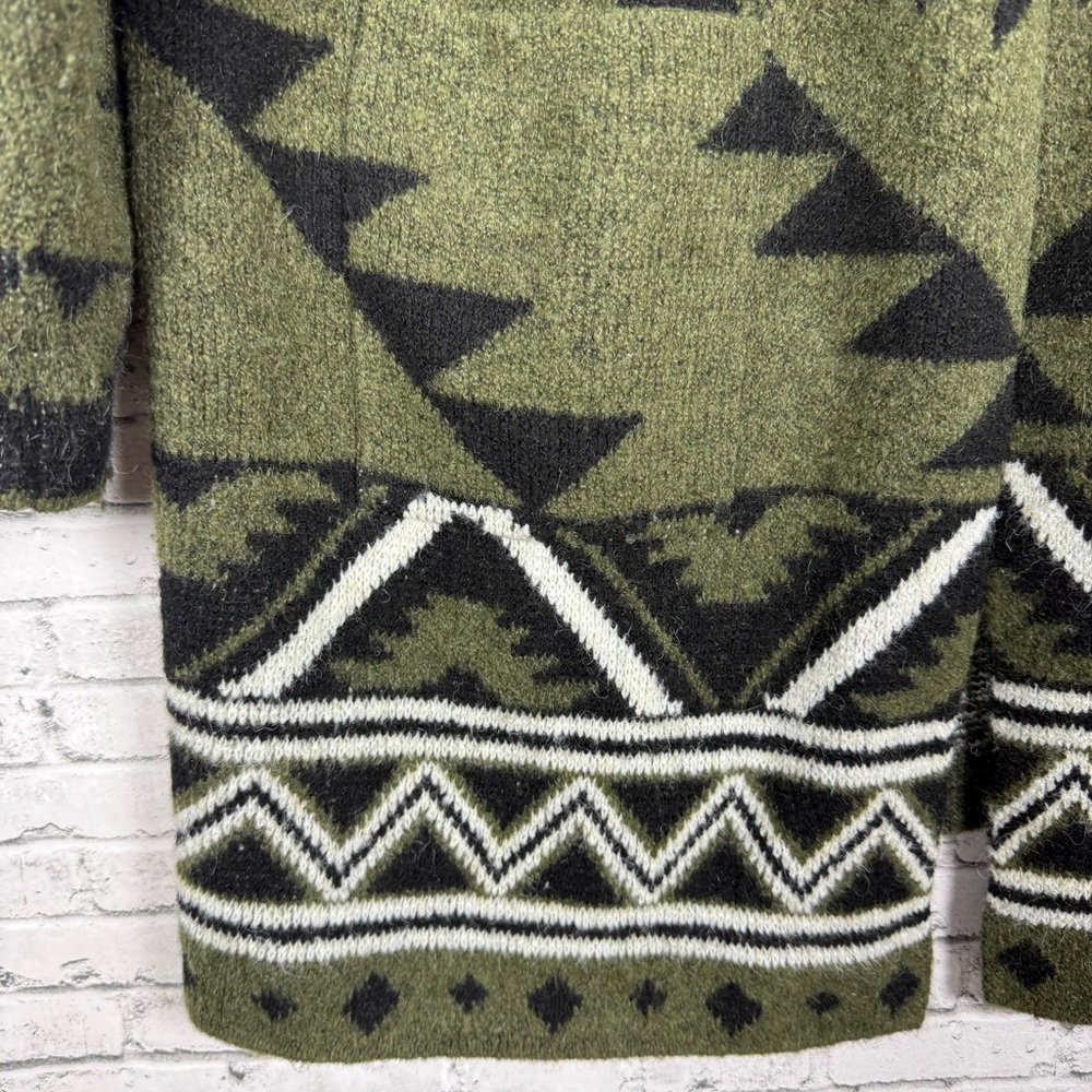 Frye Green Black Aztec Print Cardigan Womens Size L - Picture 2 of 9